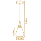 Pendente 1l 15cm Flow Cônico Madelustre Castanho/dourado