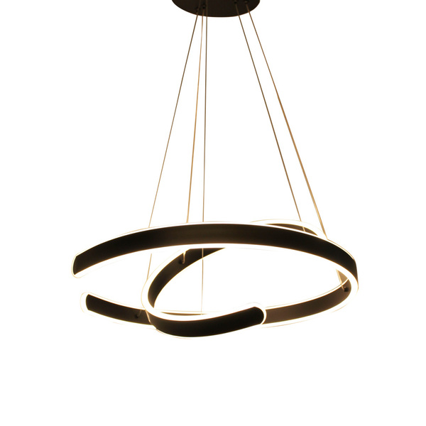 Pendente 2 Anéis Abertos Preto 60cm Led 105w 3200k Bivolt