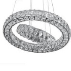 Pendente 2 Anéis Cristais Cromado 48cm Led 60w 3 Em 1 Bivolt