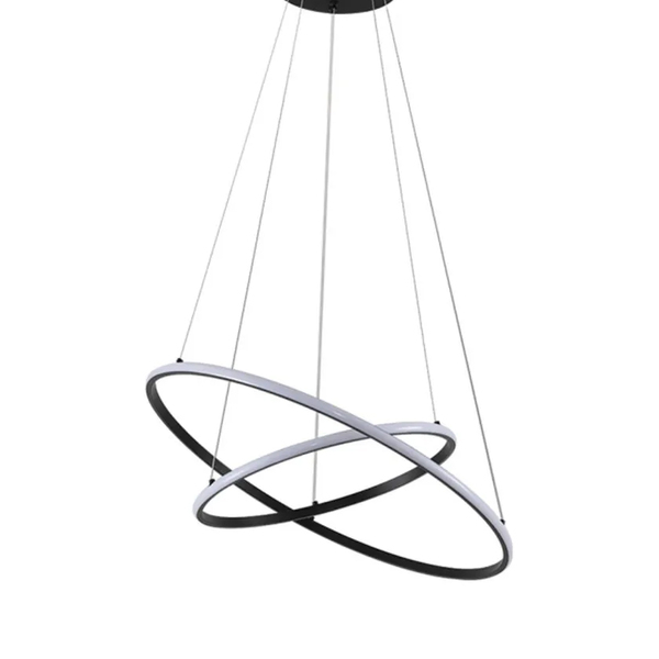 Pendente 2 Anéis Inverse Preto 60cm Led 48w Bivolt