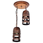 PENDENTE MADEIRA RUSTICO 2 COPOS P/2 LAMPADAS 1474