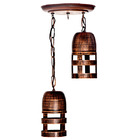 PENDENTE MADEIRA RUSTICO 2 COPOS P/2 LAMPADAS 1474