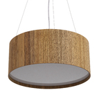 Pendente 2 Lâmpadas Madeira Freijó Cilíndrico 16x38,5cm E27 Fox Lustres