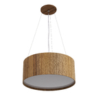 Pendente 2 Lâmpadas Madeira Freijó Cilíndrico 16x38,5cm E27 Fox Lustres