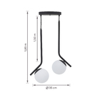 Pendente Linear 2 Lâmpadas Vidro Preto Casual e Decorativo LLUM Bronzearte