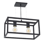 Pendente Retangular 2 Lâmpadas Metal Preto Retangular Pantoja & Carmona
