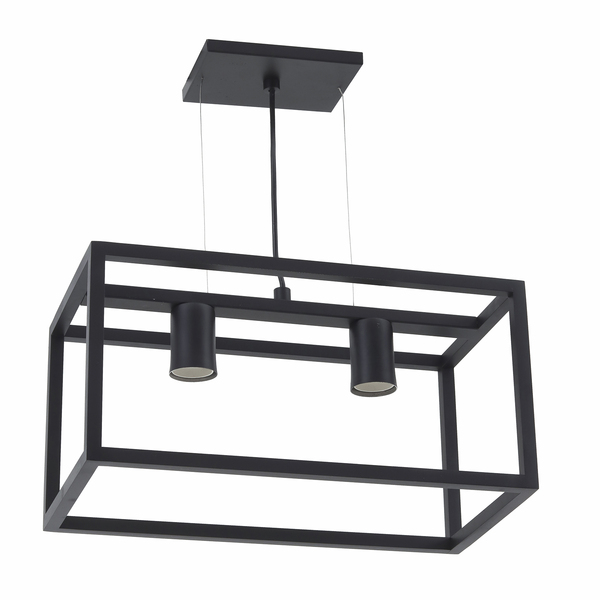 Pendente Retangular 2 Lâmpadas Metal Preto Retangular Pantoja & Carmona
