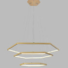 Pendente 3 Anéis Hexagonais Dourado 80cm Led 86w 3000k Bivolt