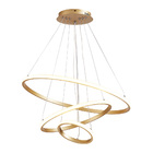 Pendente 3 Anéis Inverse Dourado 60cm Led 58w 3 Em 1 Bivolt