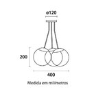 Pendente 3 Lâmpadas Bivolt Globb 880323-28 Blumenau Dourado L