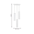 Pendente Tubo 3 Lâmpadas Metal Branco Mini Tube Auremar