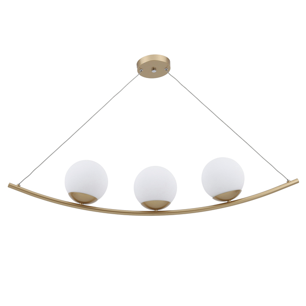 Pendente Redondo 3 Lâmpadas Vidro Dourado Casual e Decorativo LLUM Bronzearte