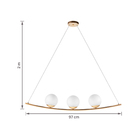 Pendente Redondo 3 Lâmpadas Vidro Dourado Casual e Decorativo LLUM Bronzearte