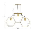 Pendente Linear 3 Lâmpadas Metal Dourado Pendente