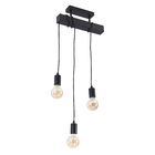 Pendente Linear 3 Lâmpadas Metal e Madeira Preto Inspire