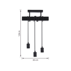 Pendente Linear 3 Lâmpadas Metal e Madeira Preto Inspire