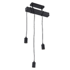 Pendente Linear 3 Lâmpadas Metal e Madeira Preto Inspire