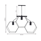 Pendente Linear 3 Lâmpadas Metal Preto Pendente