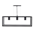 Pendente Retangular 3 Lâmpadas Metal Preto Retangular Pantoja & Carmona