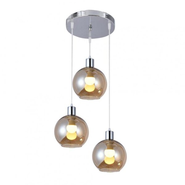 Pendente 3 Luzes Visage Pdvis3e27ab Bronzearte Âmbar