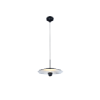 Pendente 40cm Preto Aluminio Led 12w 3000k Bivolt Cabo:1.5m