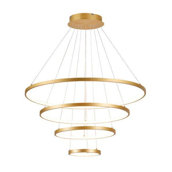 Pendente 4 Anéis Dourado 80cm Led 158w 3200k Bivolt Com Cabo