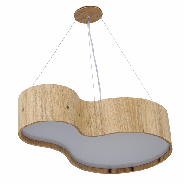 Pendente 4 Lâmpadas Madeira Freijó Semi Cilíndrico 73cm E27 Fox Lustres