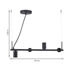 Pendente Linear 4 Lâmpadas Metal Preto Casual e Decorativo LLUM Bronzearte