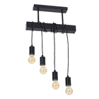 Pendente Linear 4 Lâmpadas Metal e Madeira Preto Inspire