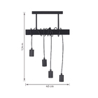 Pendente Linear 4 Lâmpadas Metal e Madeira Preto Inspire