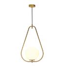 Pendente 55x33cm Metal E Vidro Dourado E Branco - Dcd02008