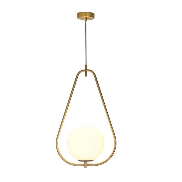 Pendente 55x33cm Metal E Vidro Dourado E Branco - Dcd02008