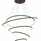 Pendente 5 Anéis Preto Fosco 120cm Led 160w 3000k Bivolt Com