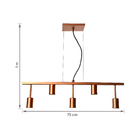 Pendente Linear 5 Lâmpadas Metal Cobre Pantoja & Carmona