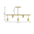 Pendente Linear 5 Lâmpadas Metal Dourado Pendente