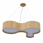 Pendente 5 Lâmpadas Madeira Freijó Semi Cilíndrico 80cm E27 Fox Lustres