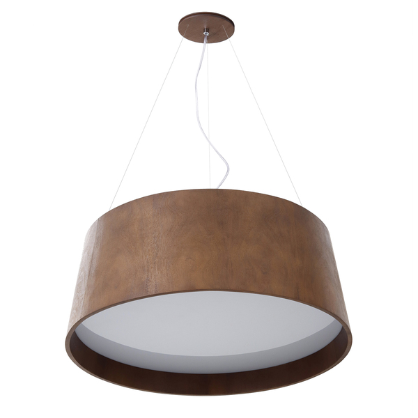 Pendente 5 Lâmpadas Madeira Imbuia Cônico 23cm E27 Fox Lustres