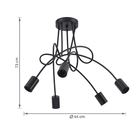 Pendente 5 Lâmpadas Metal Preto Papilon Inspire