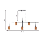 Pendente Linear 5 Lâmpadas Metal Preto Pendente