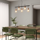 Pendente Linear 5 Lâmpadas Metal Preto Pendente