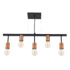 Pendente Linear 5 Lâmpadas Metal Preto Pendente