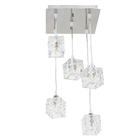 Pendente Quadrado 5 Lâmpadas Vidro Transparente Casual e Decorativo LLUM Bronzearte