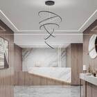 Pendente 6 Anéis Preto Fosco 120cm Led 323w 3200k Bivolt Com