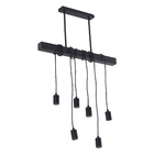 Pendente Linear 6 Lâmpadas Metal e Madeira Preto Inspire