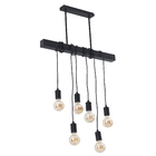 Pendente Linear 6 Lâmpadas Metal e Madeira Preto Inspire