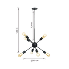 Pendente Sputnik 8 Lâmpadas Metal Preto Sputnik Auremar