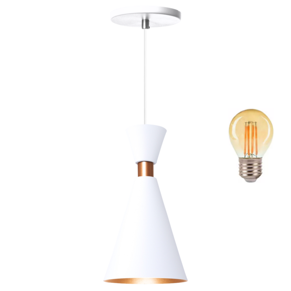 Pendente  Luminária Mini Pequim Branco 24cm + Led G45