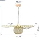 Pendente  Redondo Madeira e Fibra Bege Saliki GMH 55cm