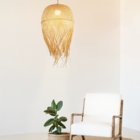 Pendente  Redondo Madeira e Fibra Bege Taiti GMH 35cm