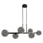 Pendente Abaporu Em Metal Preto E 6 Cúpulas De Vidro Fumê P/